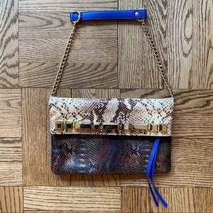 Vince Camuto Leather Snakeskin Clutch Bag